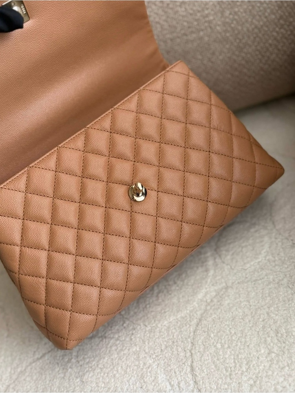 CHANEL Brown Quilted Coco Handle Top Handle Bag Chain Strap Dust Bag Auth Card - Picture 12 of 16